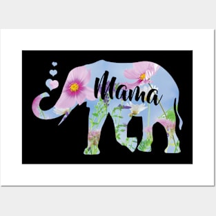 Mama Elephant mother Mothers day flower heart gift Posters and Art